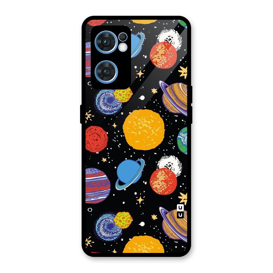 Designer Planets Glass Back Case for Oppo Reno7 5G