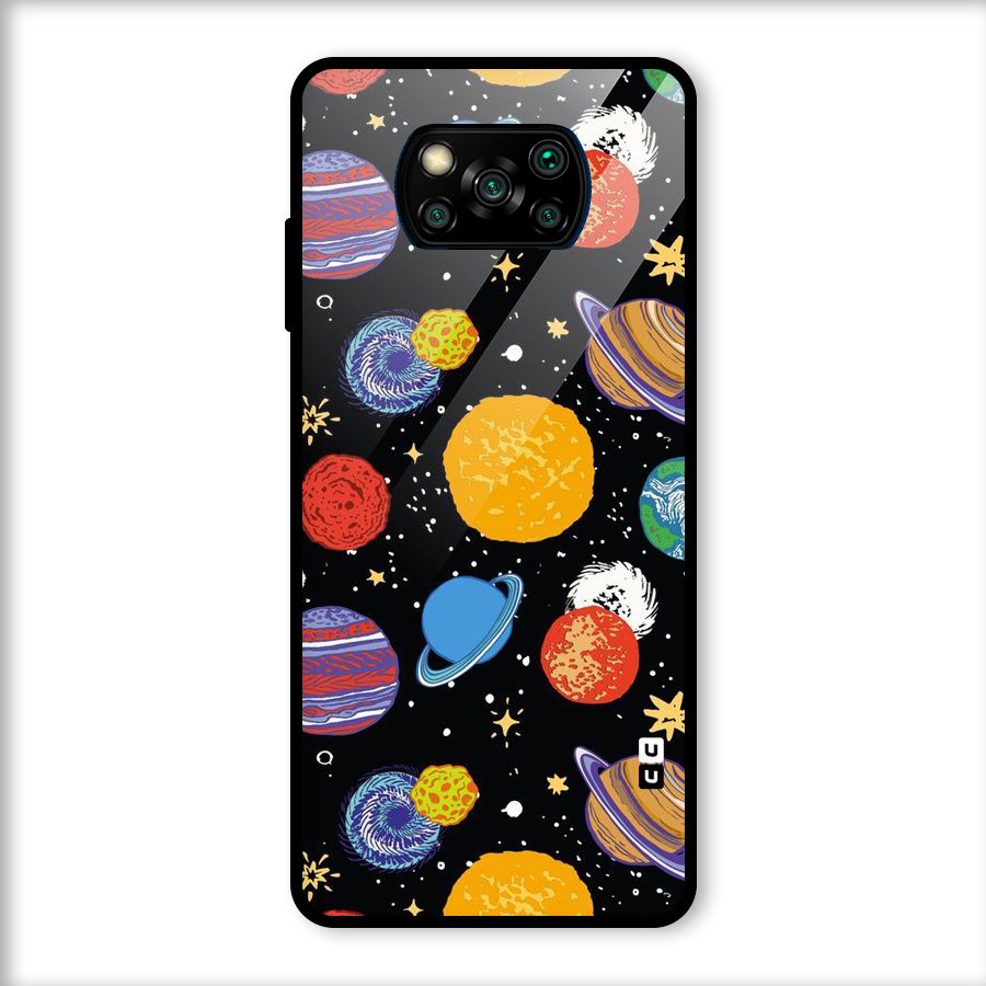 Designer Planets Glass Back Case for Poco X3
