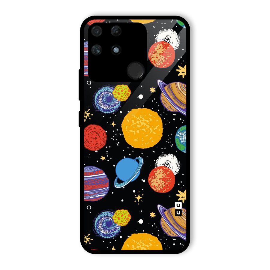 Designer Planets Glass Back Case for Realme Narzo 50A