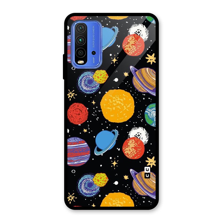 Designer Planets Glass Back Case for Redmi 9 Power