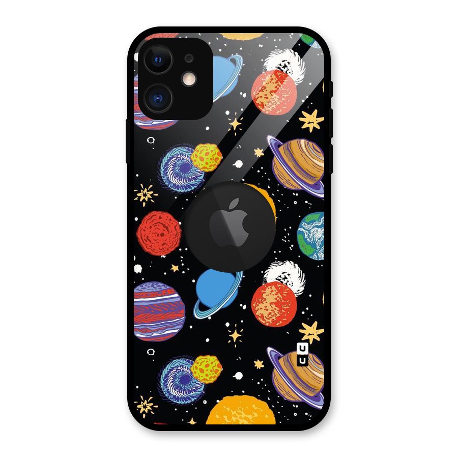 Designer Planets Glass Back Case for iPhone 11 Logo Cut