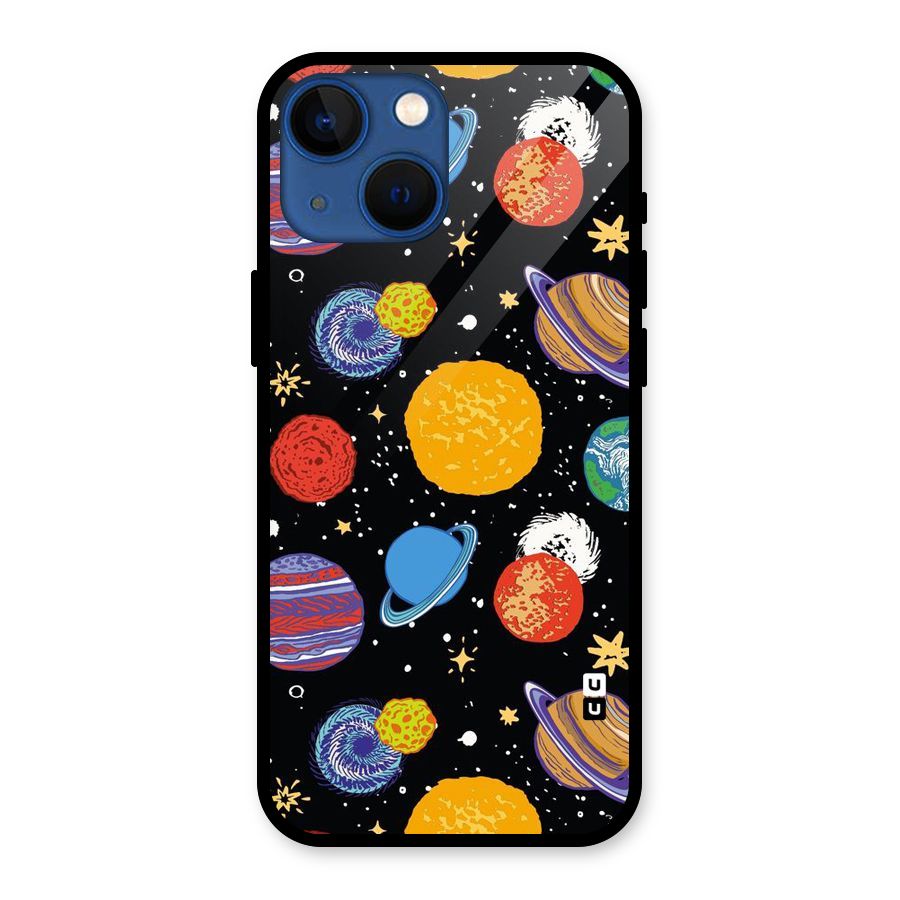 Designer Planets Glass Back Case for iPhone 13 Mini