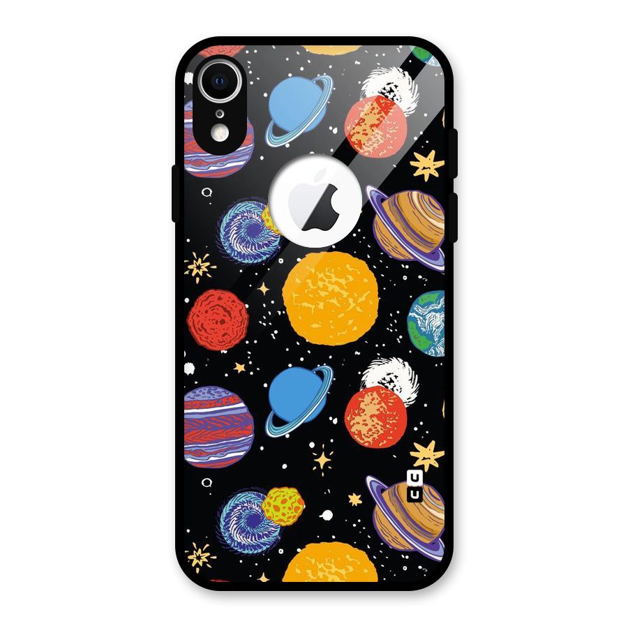 Designer Planets Glass Back Case for iPhone XR Logo Cut
