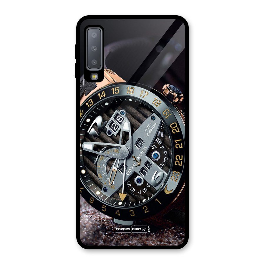 Designer Stylish Watch Glass Back Case for Galaxy A7 (2018)