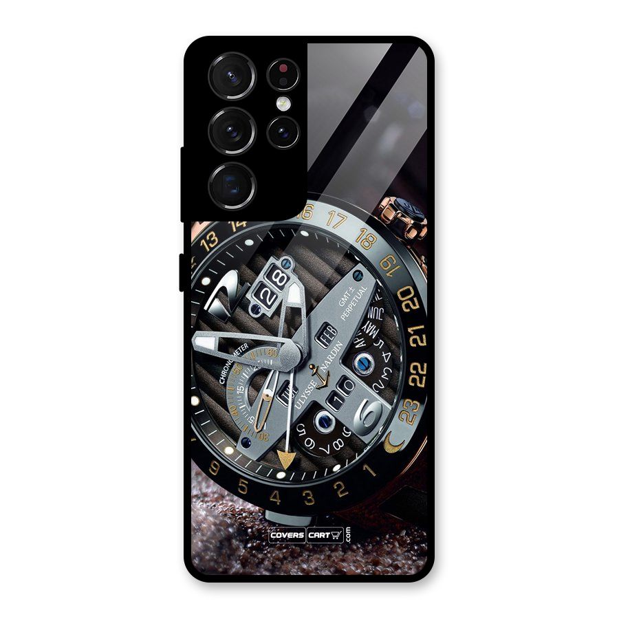 Designer Stylish Watch Glass Back Case for Galaxy S21 Ultra 5G