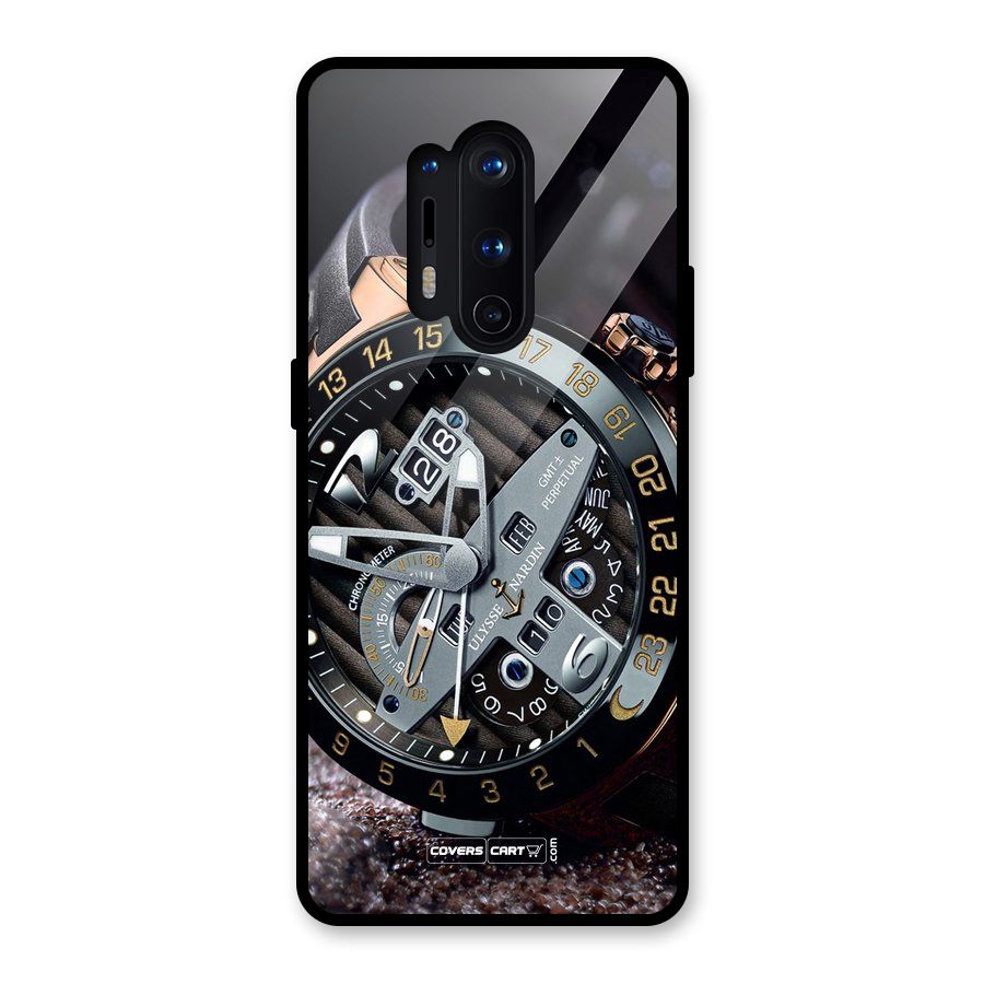 Designer Stylish Watch Glass Back Case for OnePlus 8 Pro