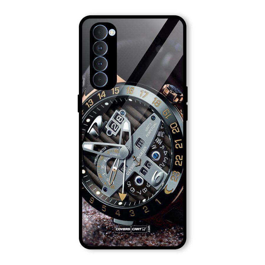 Designer Stylish Watch Glass Back Case for Oppo Reno4 Pro