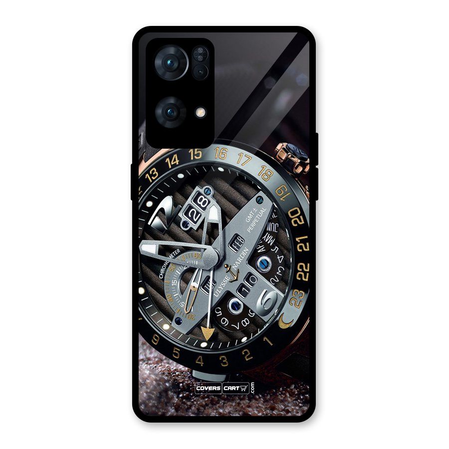 Designer Stylish Watch Glass Back Case for Oppo Reno7 Pro 5G