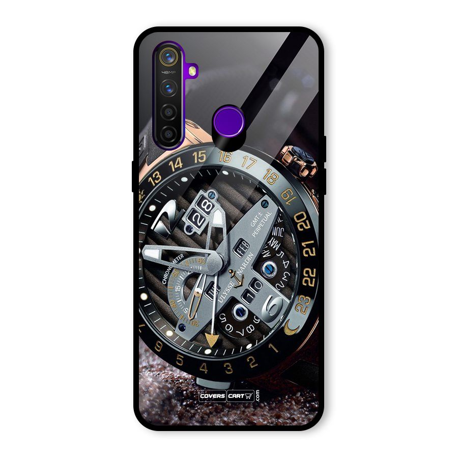 Designer Stylish Watch Glass Back Case for Realme 5 Pro