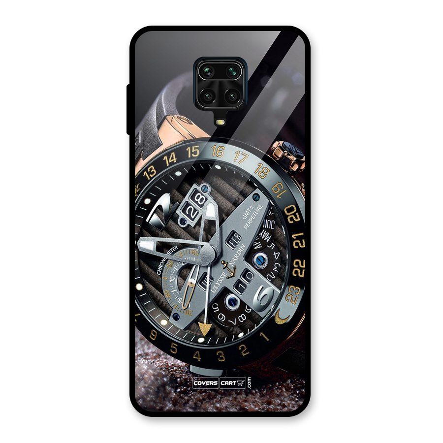 Designer Stylish Watch Glass Back Case for Redmi Note 9 Pro