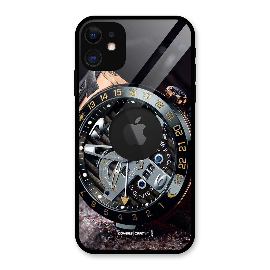 Designer Stylish Watch Glass Back Case for iPhone 11 Logo Cut