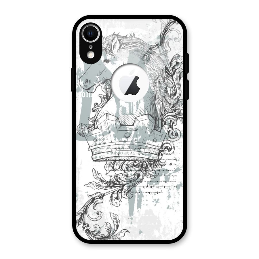 Designous Vintage Glass Back Case for iPhone XR Logo Cut