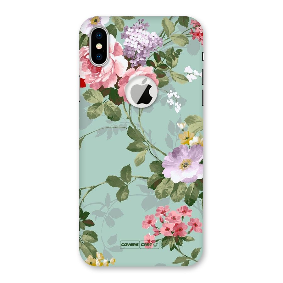 Desinger Floral Back Case for iPhone XS Logo Cut