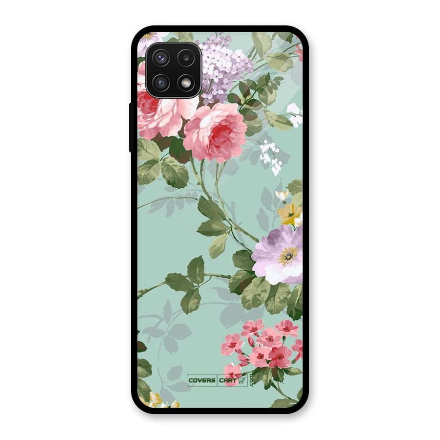 Desinger Floral Glass Back Case for Galaxy A22 5G