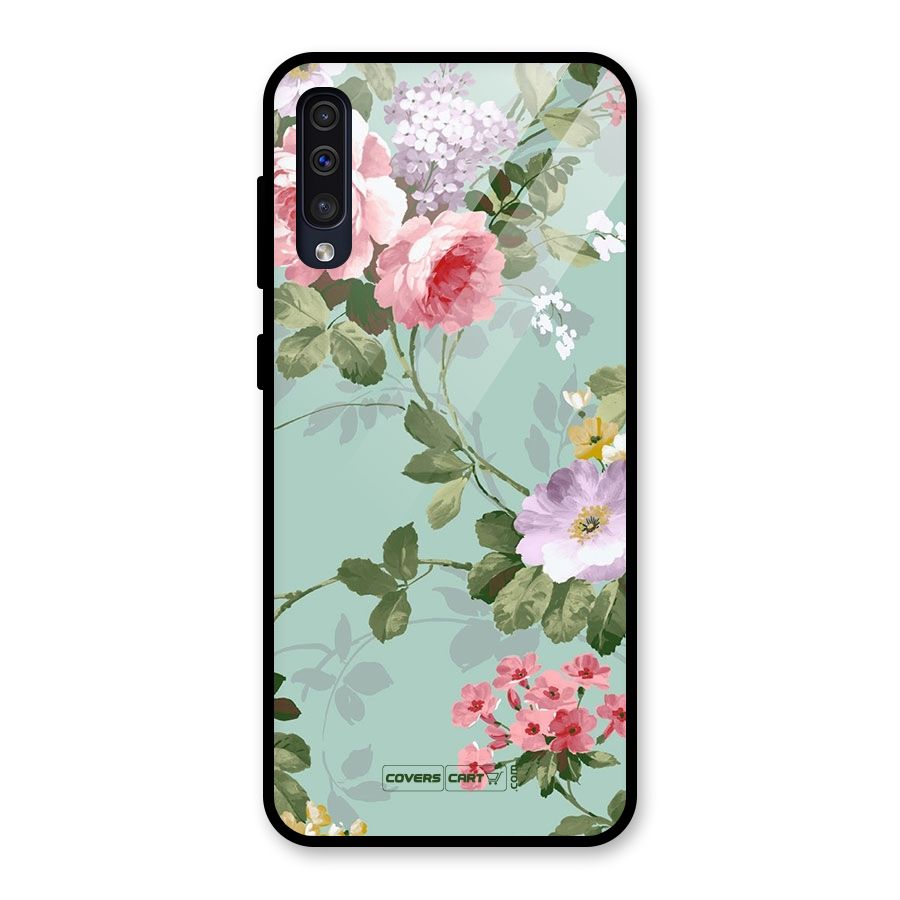 Desinger Floral Glass Back Case for Galaxy A50