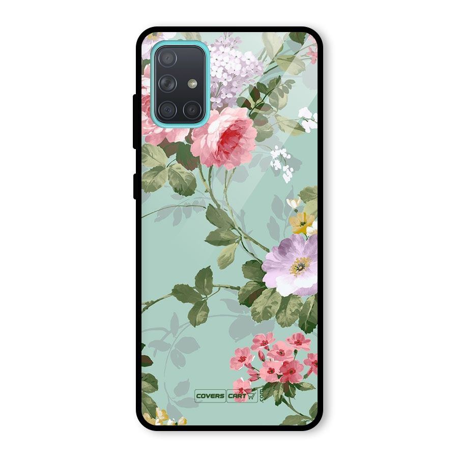 Desinger Floral Glass Back Case for Galaxy A71