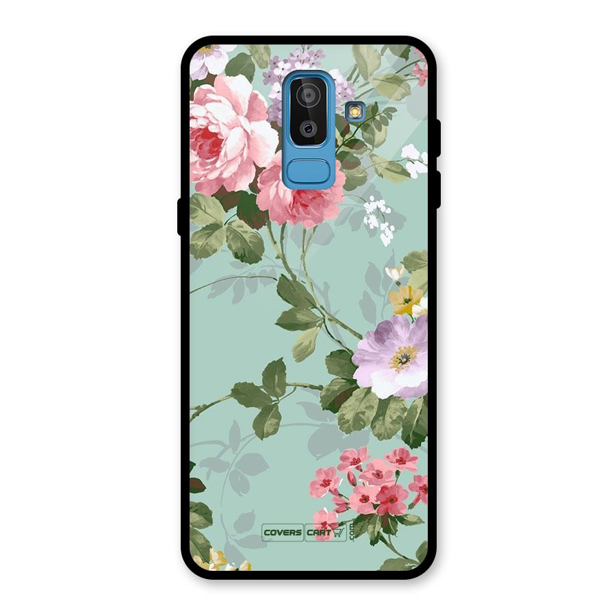 Desinger Floral Glass Back Case for Galaxy J8