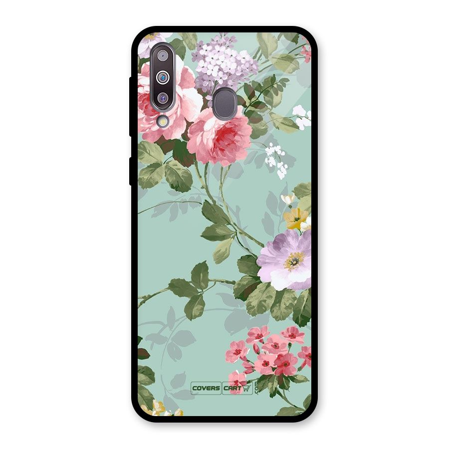 Desinger Floral Glass Back Case for Galaxy M30