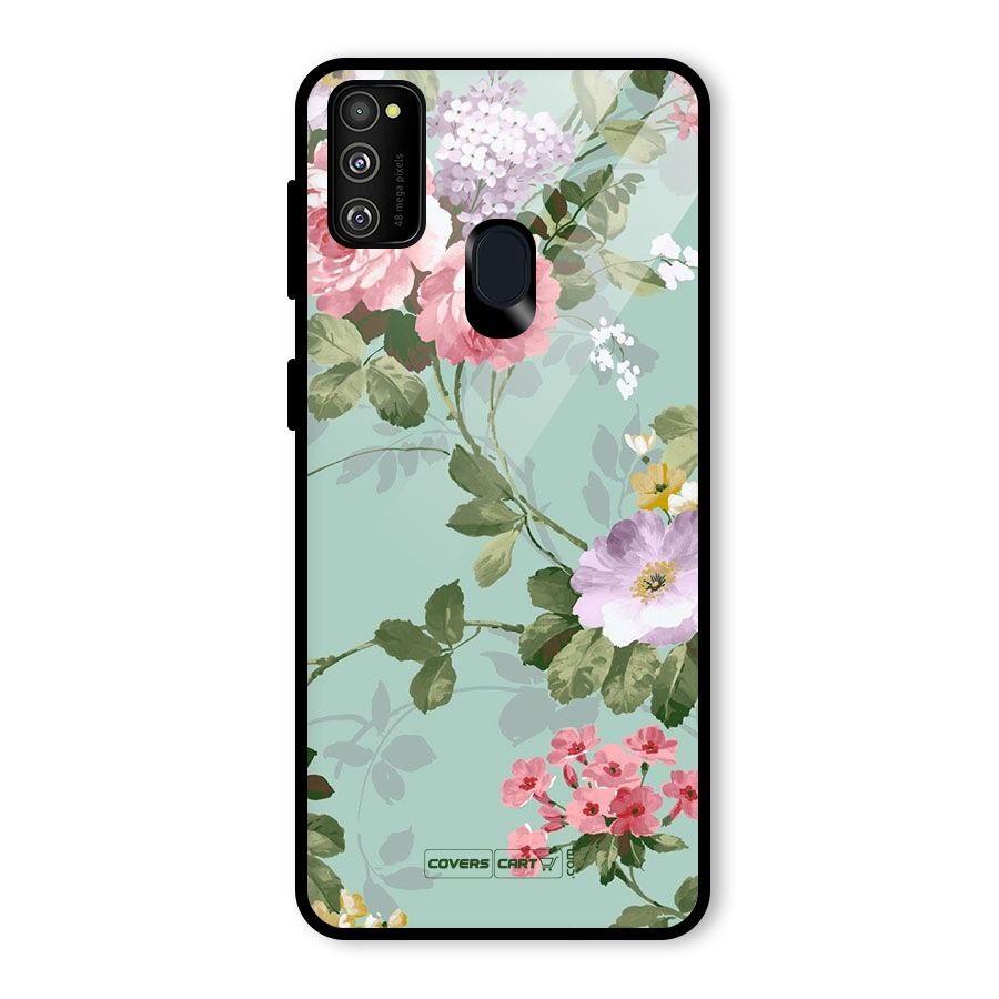 Desinger Floral Glass Back Case for Galaxy M30s