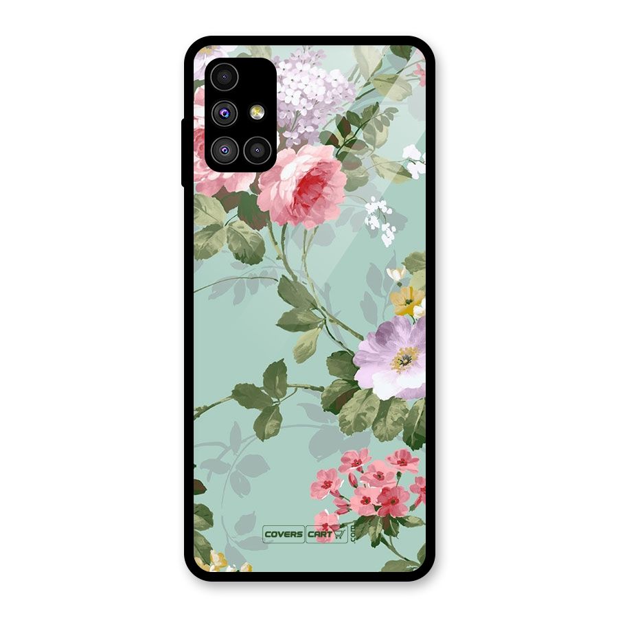 Desinger Floral Glass Back Case for Galaxy M51