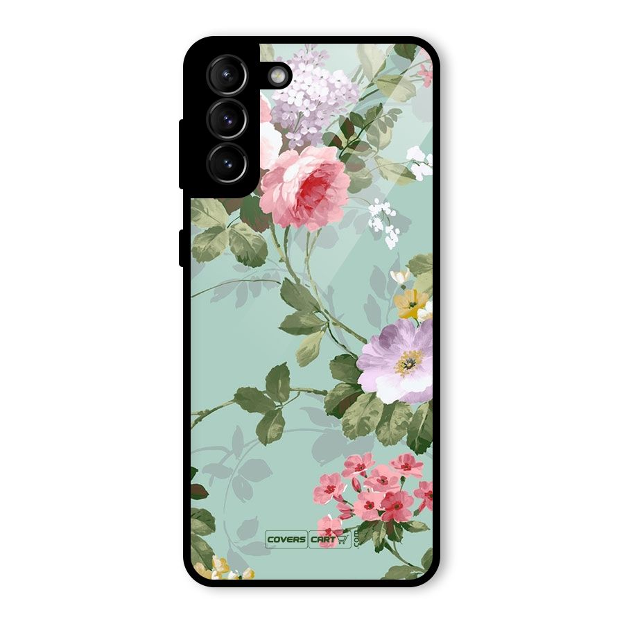 Desinger Floral Glass Back Case for Galaxy S21 Plus
