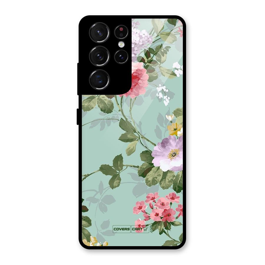 Desinger Floral Glass Back Case for Galaxy S21 Ultra 5G