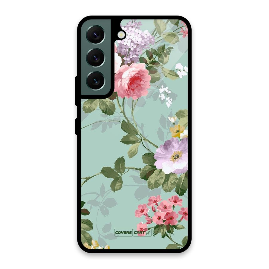 Desinger Floral Glass Back Case for Galaxy S22 5G