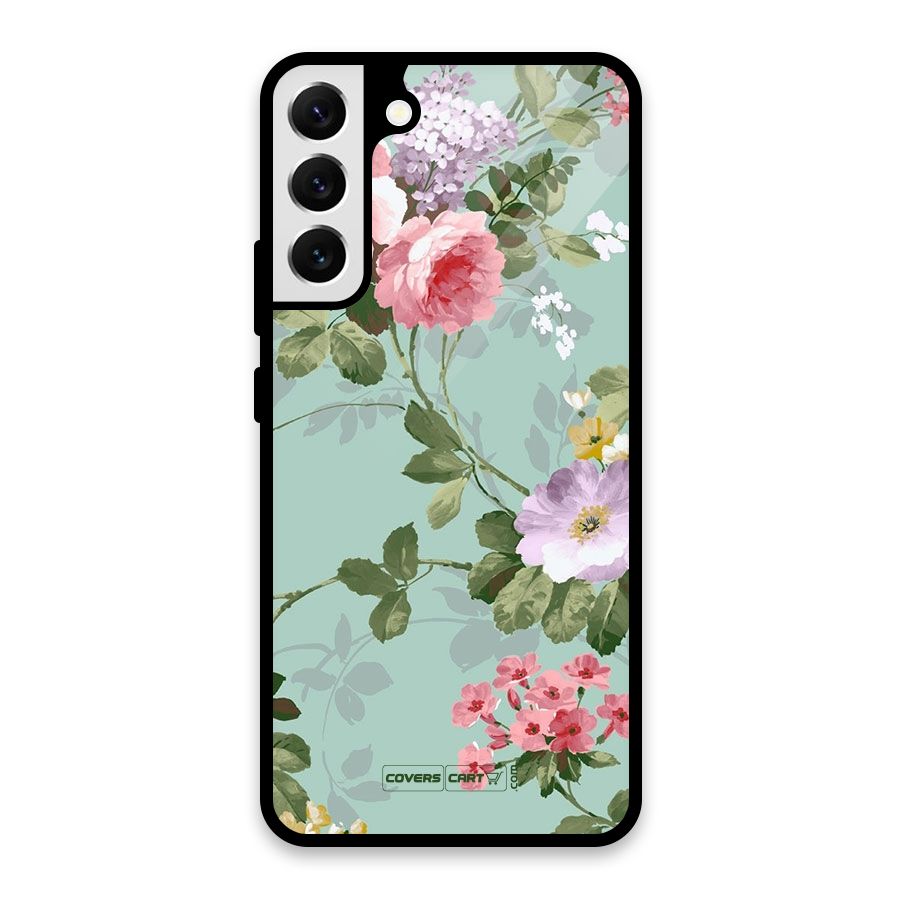 Desinger Floral Glass Back Case for Galaxy S22 Plus 5G