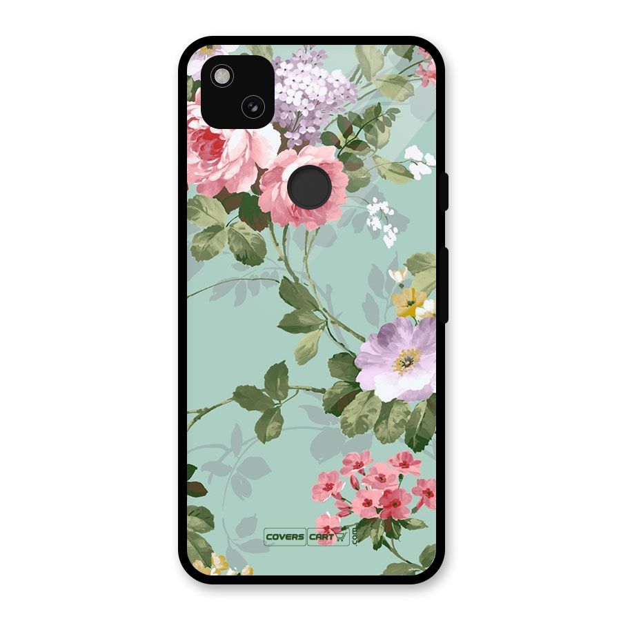 Desinger Floral Glass Back Case for Google Pixel 4a