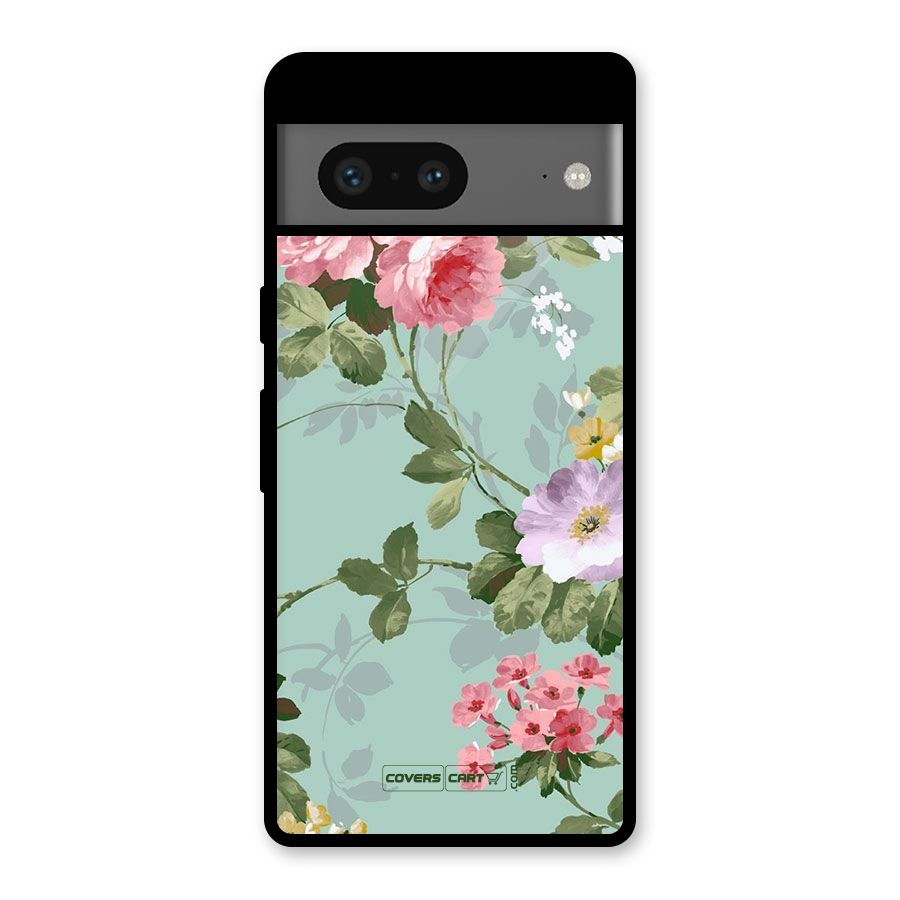 Desinger Floral Glass Back Case for Google Pixel 7