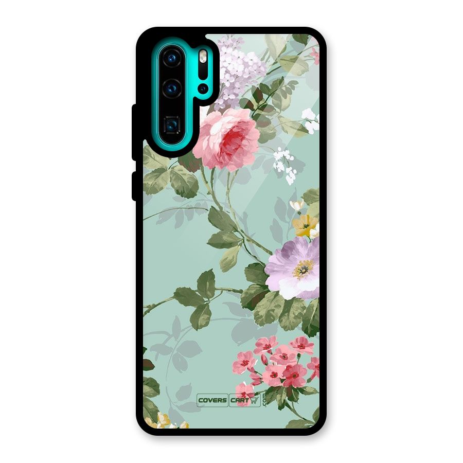 Desinger Floral Glass Back Case for Huawei P30 Pro