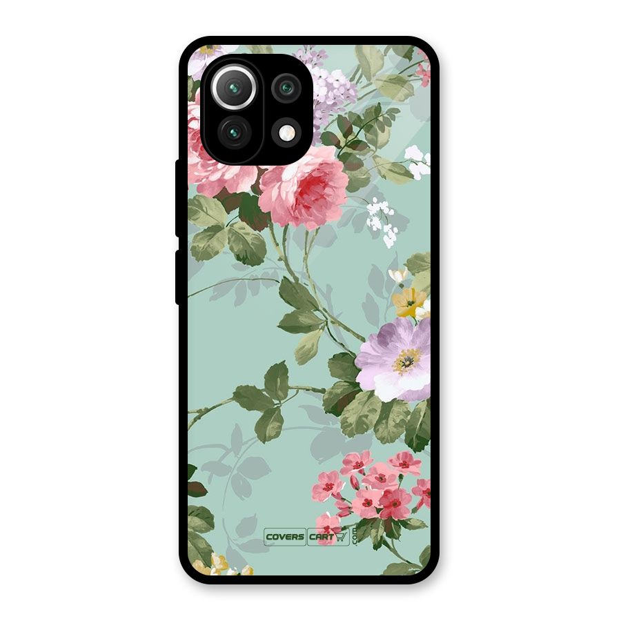 Desinger Floral Glass Back Case for Mi 11 Lite NE 5G