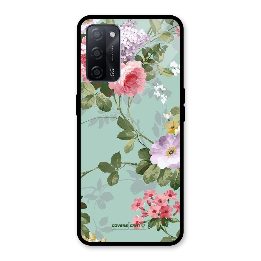 Desinger Floral Glass Back Case for Oppo A53s 5G
