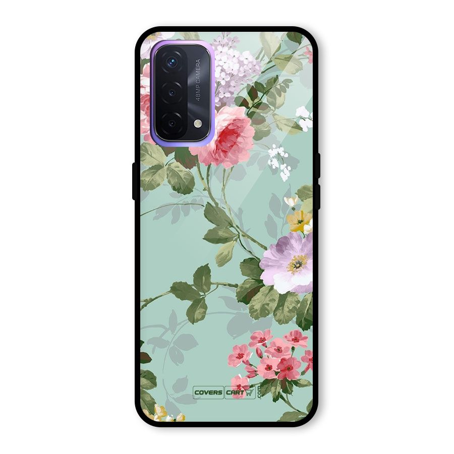 Desinger Floral Glass Back Case for Oppo A74 5G
