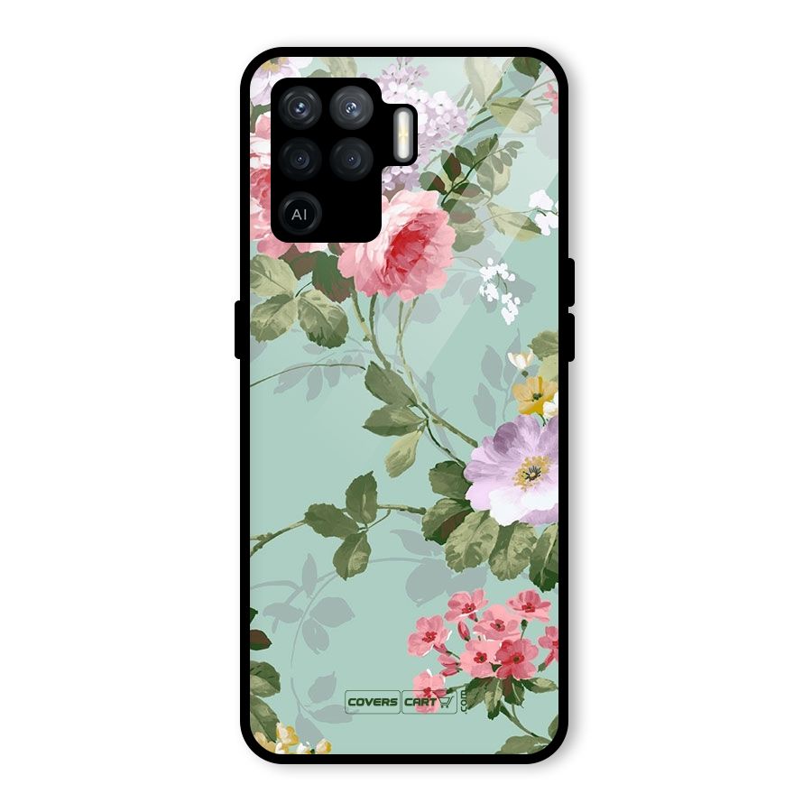 Desinger Floral Glass Back Case for Oppo F19 Pro