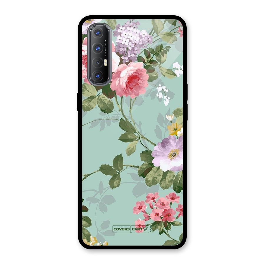 Desinger Floral Glass Back Case for Oppo Reno3 Pro