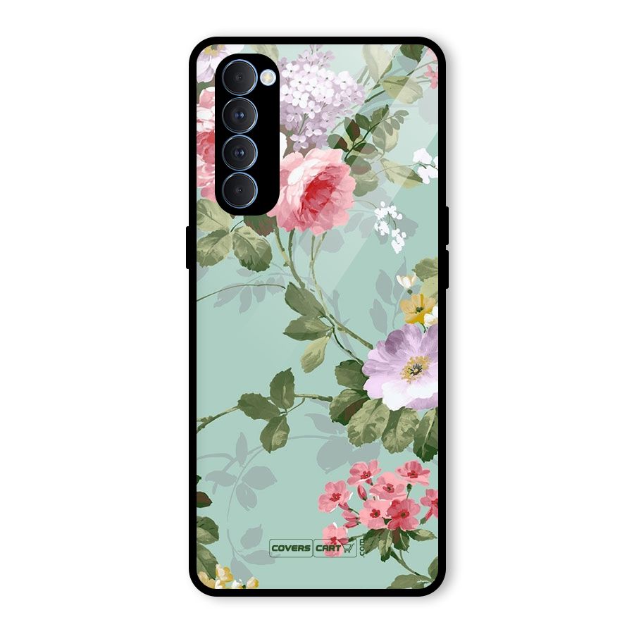 Desinger Floral Glass Back Case for Oppo Reno4 Pro