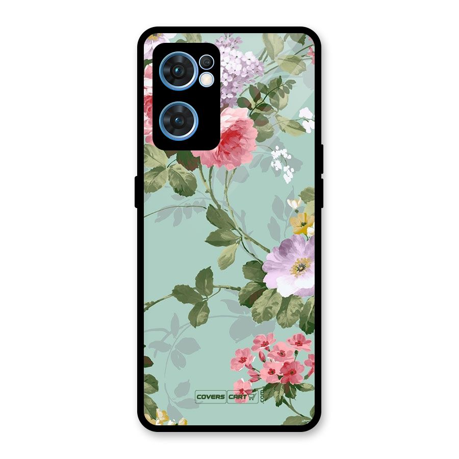 Desinger Floral Glass Back Case for Oppo Reno7 5G