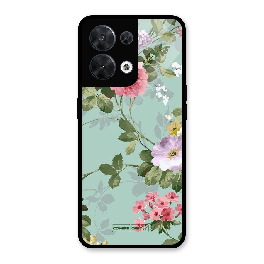 Desinger Floral Glass Back Case for Oppo Reno8 5G