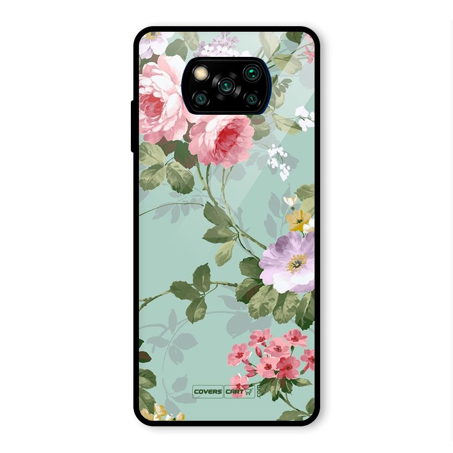 Desinger Floral Glass Back Case for Poco X3 Pro