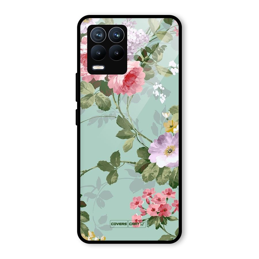 Desinger Floral Glass Back Case for Realme 8