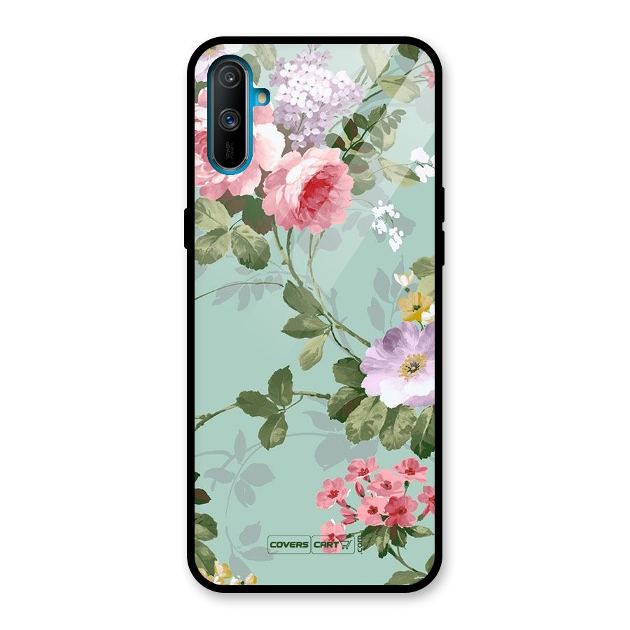 Desinger Floral Glass Back Case for Realme C3