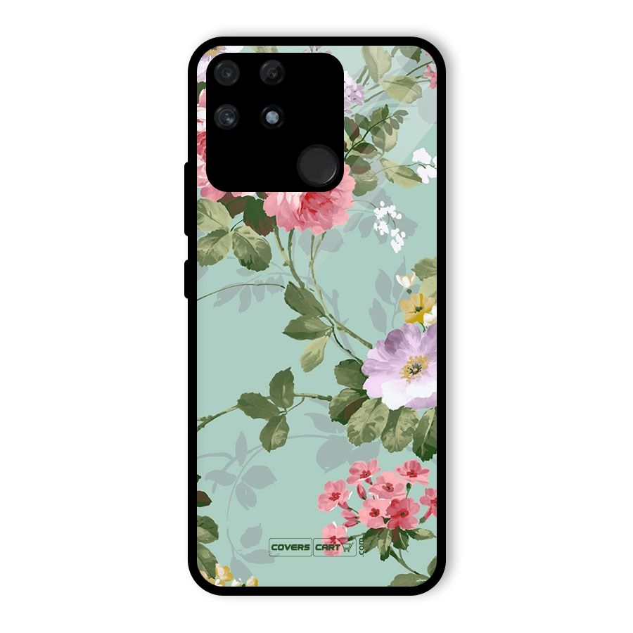 Desinger Floral Glass Back Case for Realme Narzo 50A