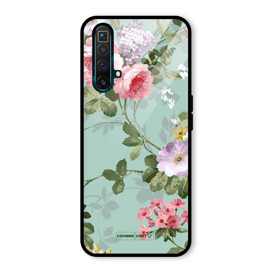 Desinger Floral Glass Back Case for Realme X3