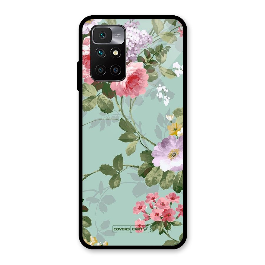 Desinger Floral Glass Back Case for Redmi 10 Prime