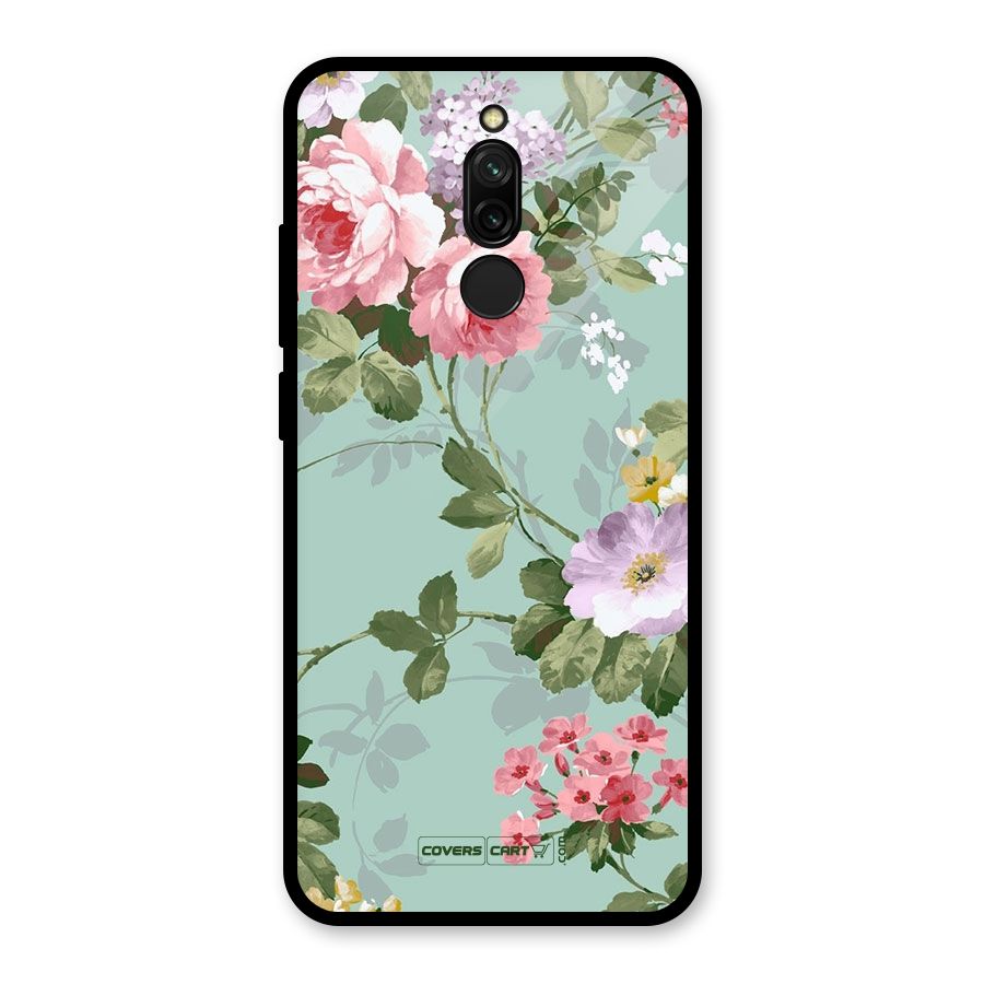 Desinger Floral Glass Back Case for Redmi 8