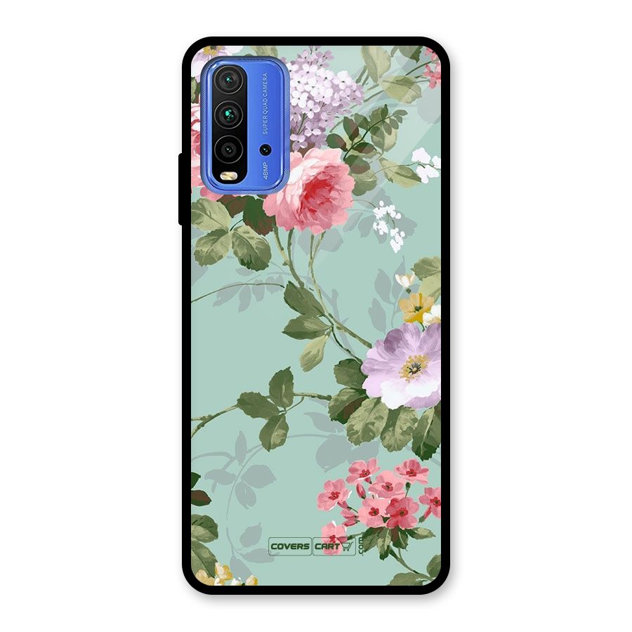 Desinger Floral Glass Back Case for Redmi 9 Power