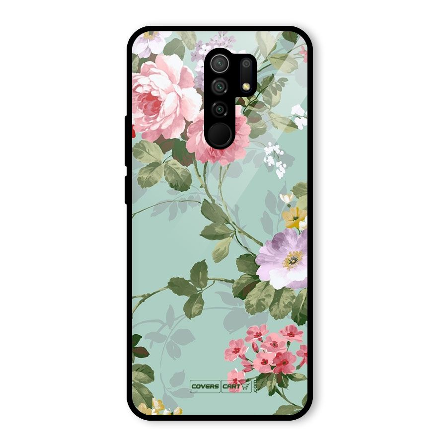Desinger Floral Glass Back Case for Redmi 9 Prime