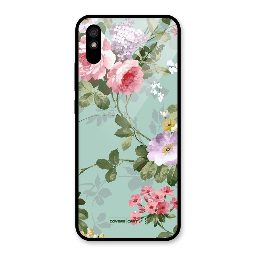 Desinger Floral Glass Back Case for Redmi 9i