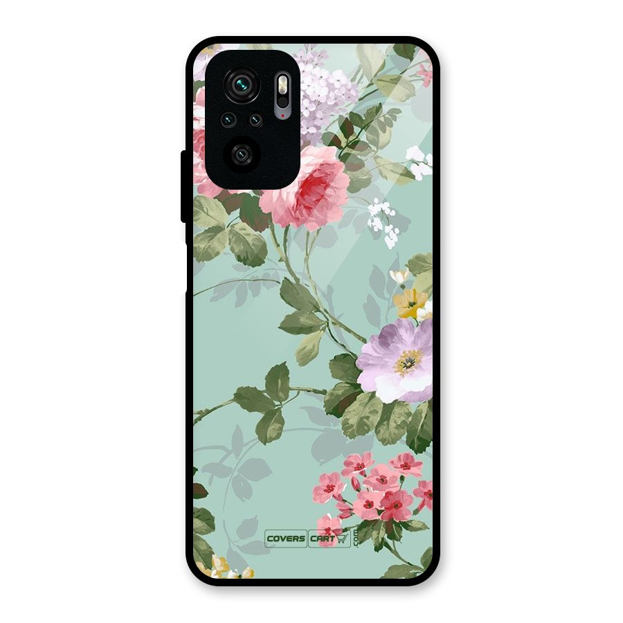 Desinger Floral Glass Back Case for Redmi Note 10S